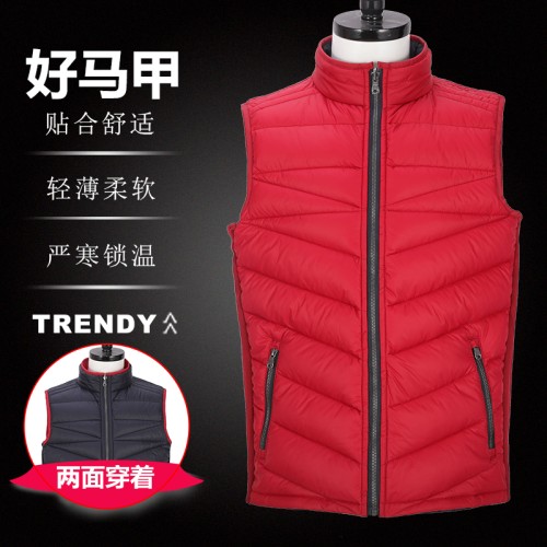 男式秋冬时尚透气双面穿轻薄防水防风保暖棉马甲棉背心