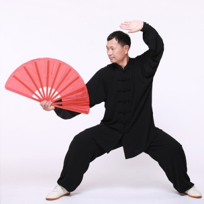 太极服男飘逸夏季中老年太极拳练功服中国风武术服米兰麻春秋新款