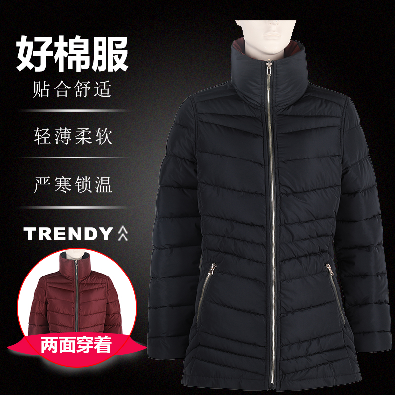 透气双面穿防水防风时尚快干女式冬季保暖仿羽绒服夹克