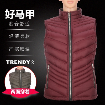 时尚快干透气双面穿轻薄防水防风女式保暖棉衣背心马甲