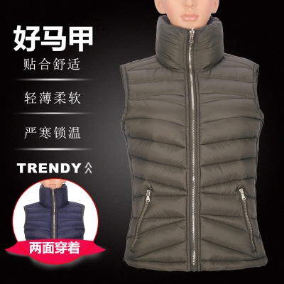 时尚快干透气双面穿轻薄防水防风女式保暖棉衣背心马甲