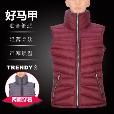 时尚快干透气双面穿轻薄防水防风女式保暖棉衣背心马甲