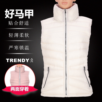 时尚快干透气双面穿轻薄防水防风女式保暖棉衣背心马甲